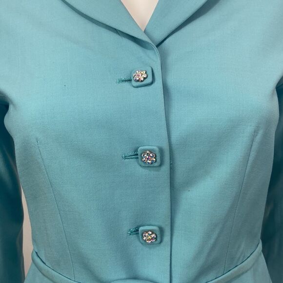 Moschino Blue w Beaded Buttons Belt Jacket - Picture 3 of 13